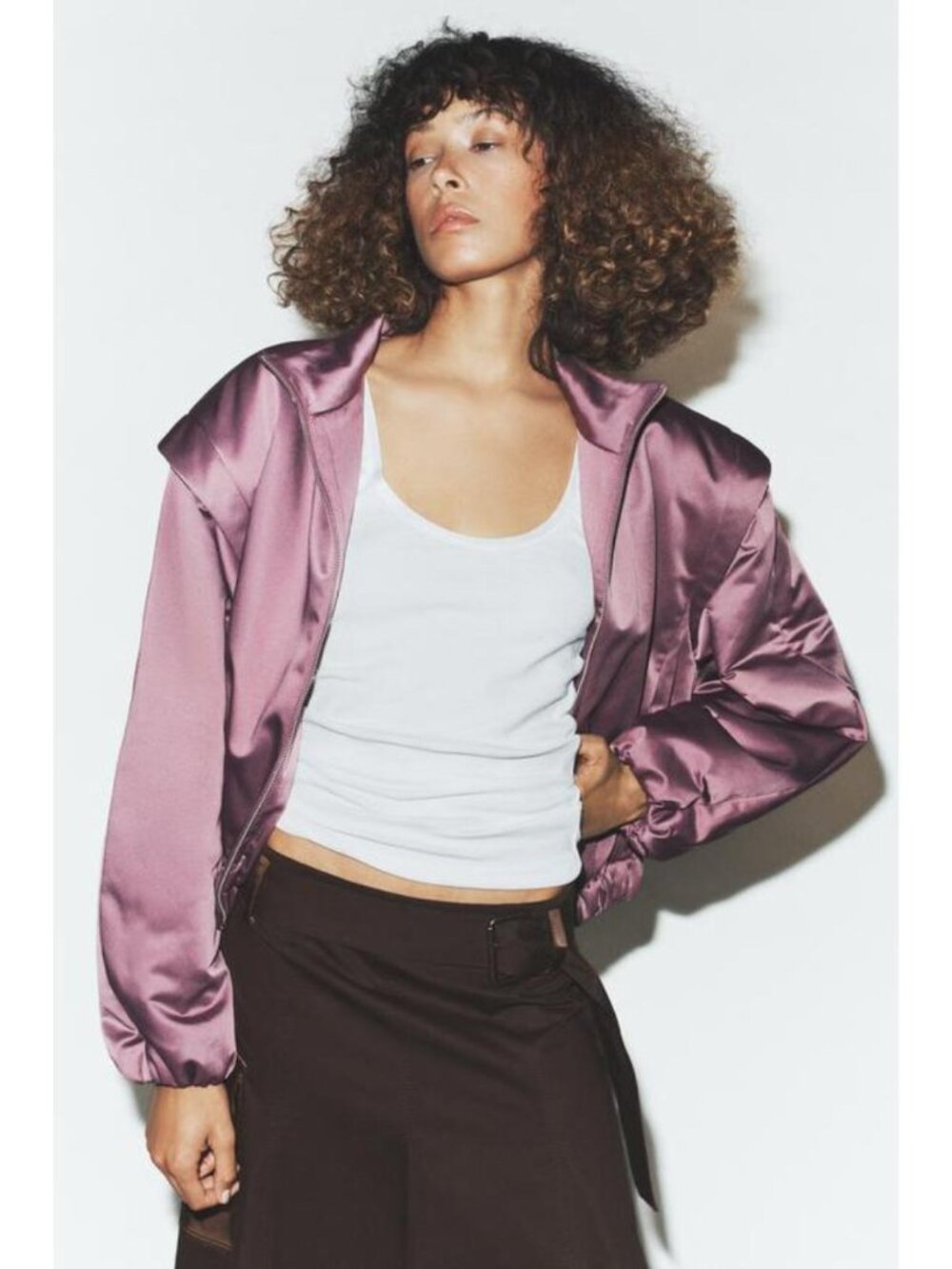 ZARA PUFFER JACKET WITH MARKED SHOULDERS
